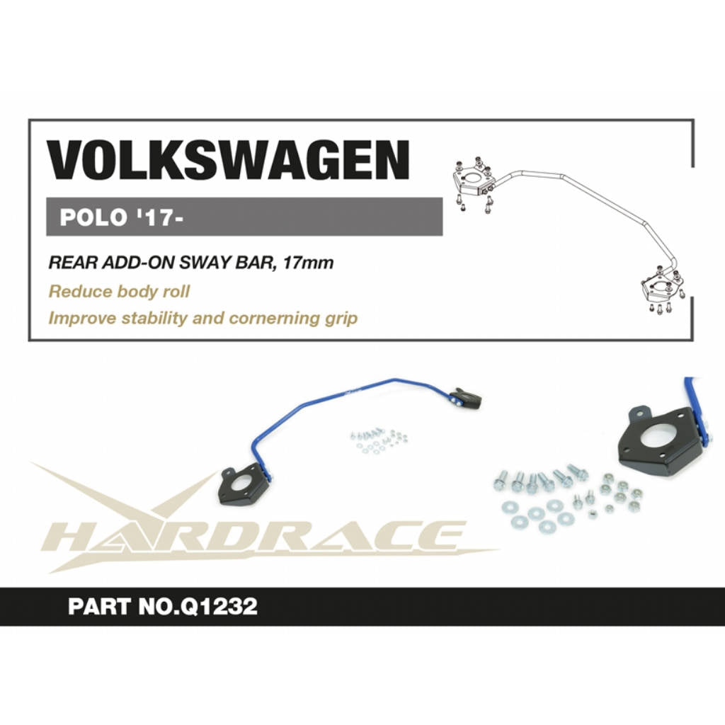 HARDRACE Q1232 Задній стабілізатор, 17mm - 3 шт для VW POLO '17- / SKODA FABIA '21- / AUDI A1 '18- Photo-1 