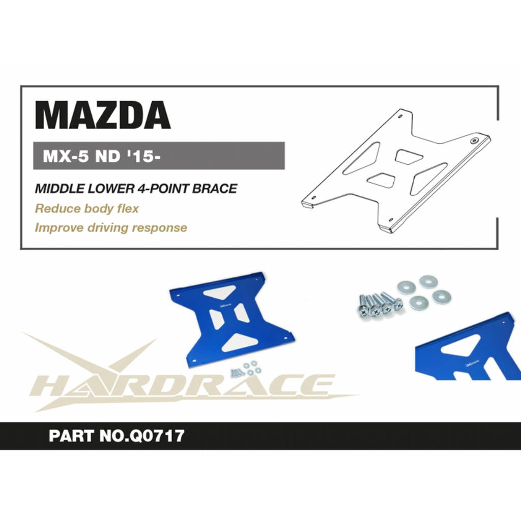 HARDRACE Q0717 Середній нижній кронштейн 4 точки - 1 шт для MAZDA MIATA / MX-5 ND '15- Photo-1 