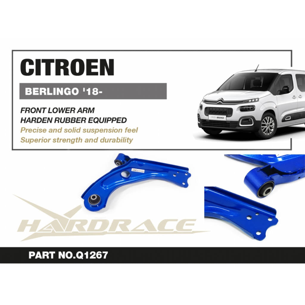 HARDRACE Q1267 Передній нижній важіль (жорстка гума) - 2 шт для CITROEN Berlingo 2018+ / PEUGEOT Rifter 2018+ Photo-1 