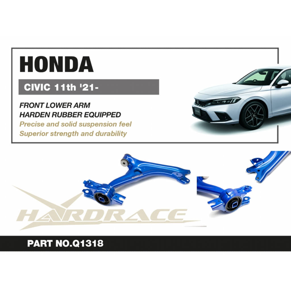 HARDRACE Q1318 Передній нижній важіль (жорстка гума) - 2 шт для HONDA Civic 2021+ Photo-1 