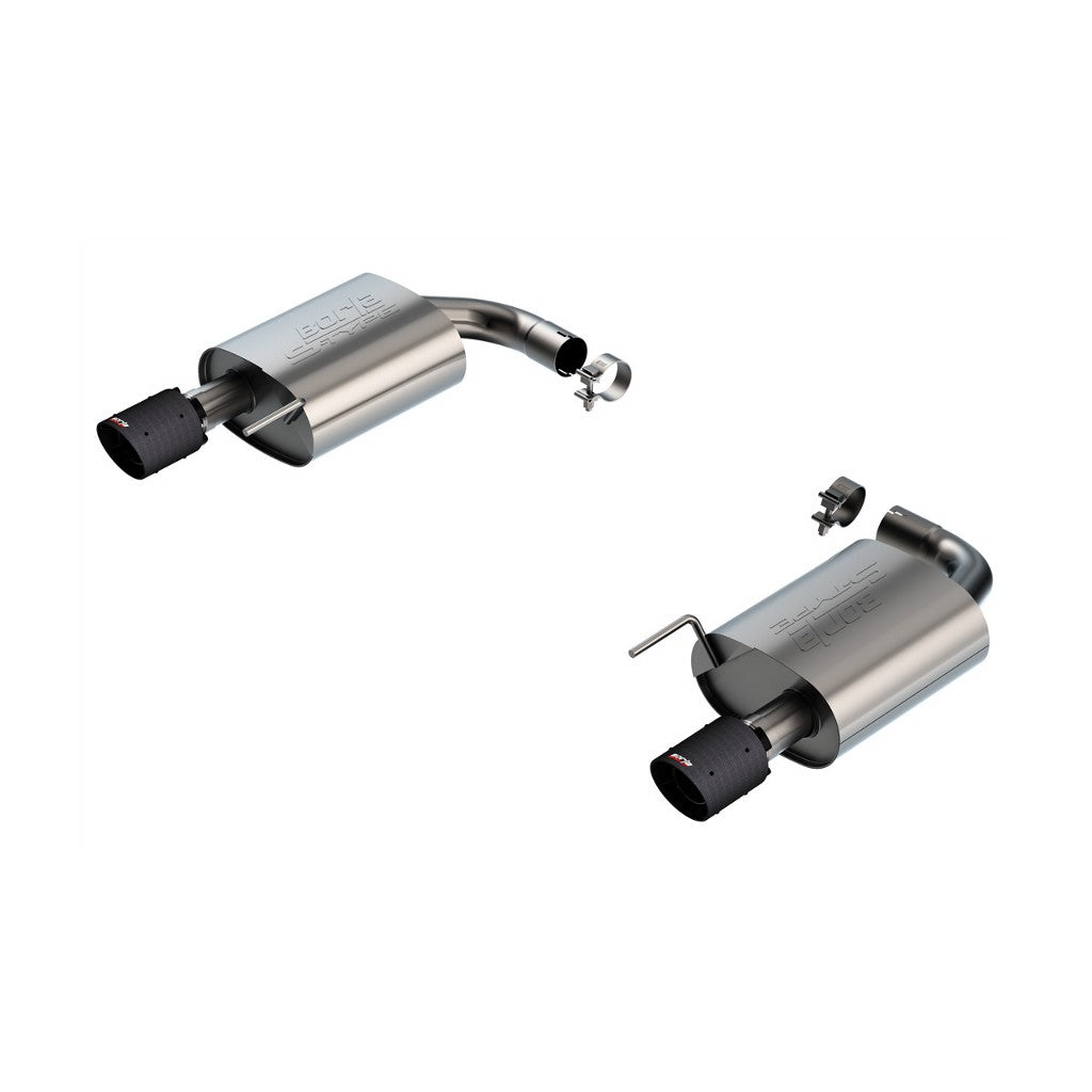 BORLA 11983CFBA Вихлопна система Axle-Back S-type 2.5" S RD SE AC CFBA SR Наконечник: 4" RD X 6.62" Чорне анодоване вуглецеве волокно (Без активного вихлопу) для FORD Mustang GT 5.0L V8 2024 Photo-0 