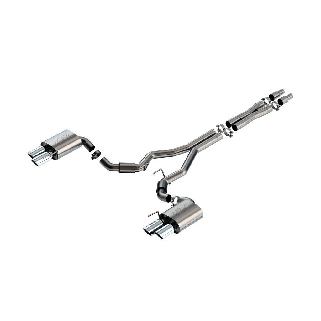 BORLA 140969 Вихлопна система Cat-Back S-type 3" D RD RL AC SR Наконечник: 4" RD X 9.50" & 4" RD X 9.00" Чотири наконечники (Без активного вихлопу) для FORD Mustang GT 5.0L V8 2024 Photo-0 