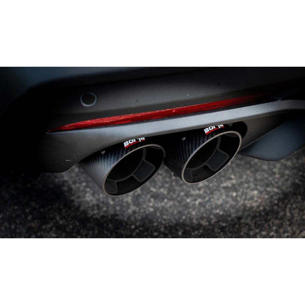 BORLA 140970CFBA Вихлопна система Cat-Back ATAK 3" D RD SE AC CFBA SR Наконечник: 4" RD X 6.62" Чорне анодоване вуглецеве волокно Чотири наконечники (Без активного вихлопу) для FORD Mustang GT 5.0L V8 2024 Photo-2 