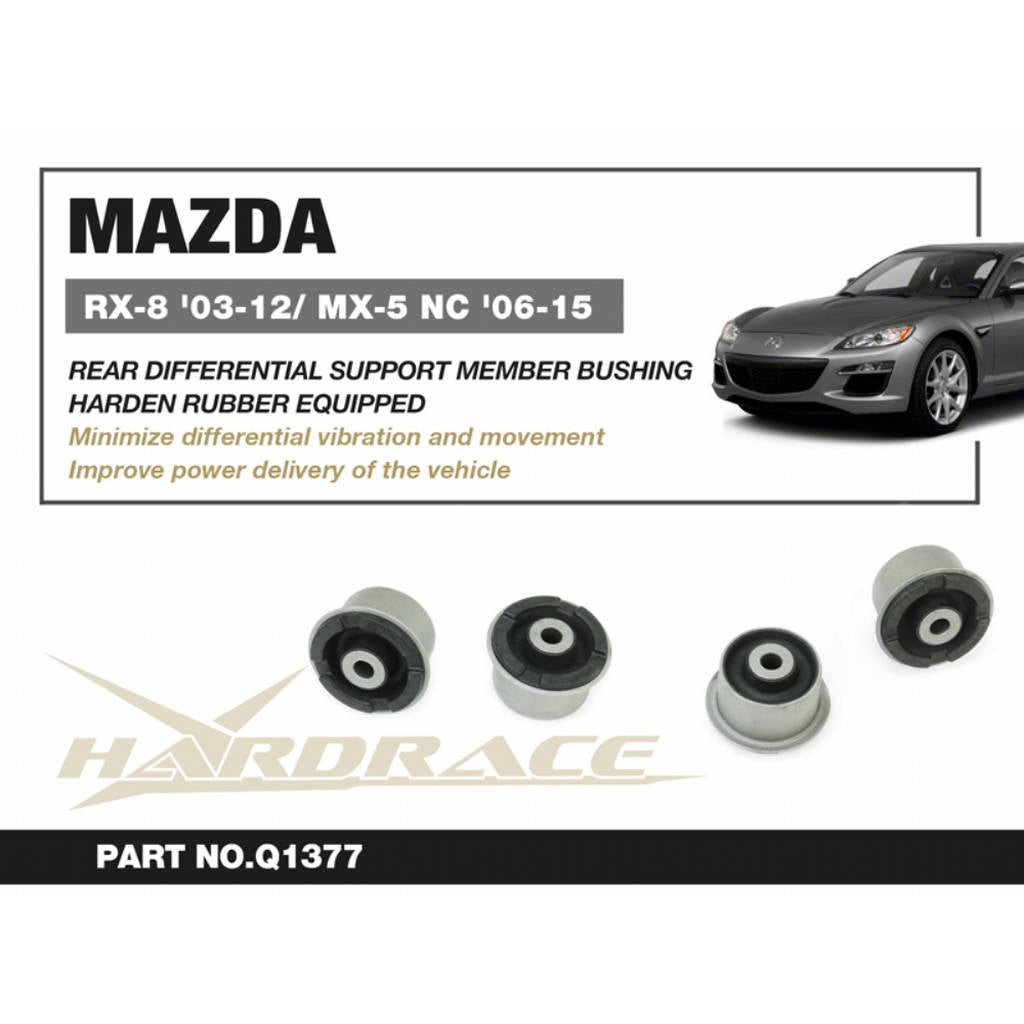 HARDRACE Q1377 Втулка задньої опори диференціала (Посилена гума), 2 шт для MAZDA RX-8 2003-2012 / MIATA NC 2005-2015 Photo-1 