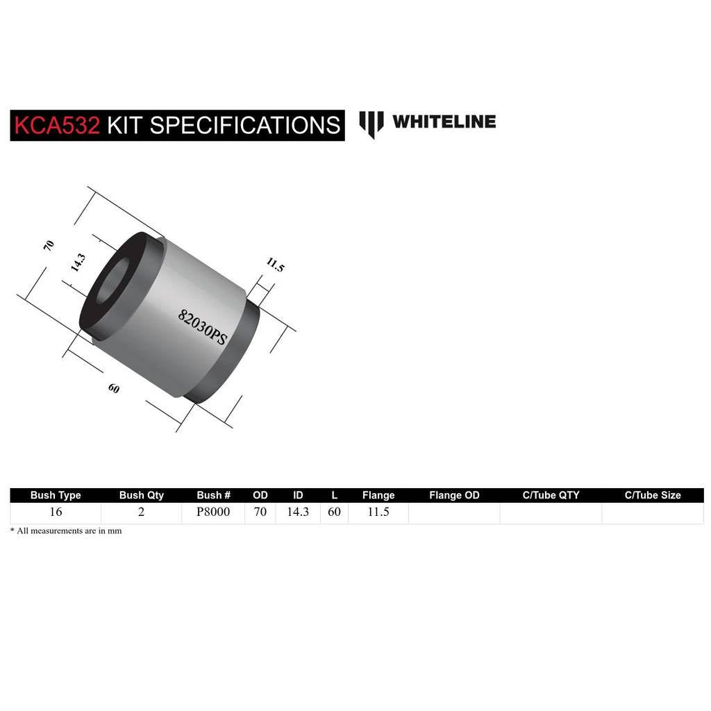 WHITELINE KCA532 Комплект втулки переднього нижнього поздовжнього важеля Compliance подвійного зміщення Caster для Tesla Model 3/Model Y Photo-3 