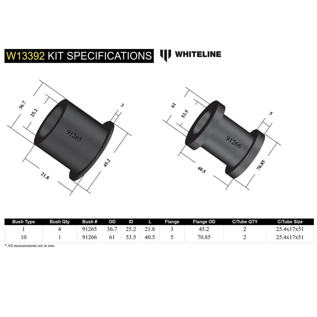 WHITELINE W13392 Комплект втулок кріплення передньої рульової рейки для Nissan Navara D40 2wd/4wd Photo-4 