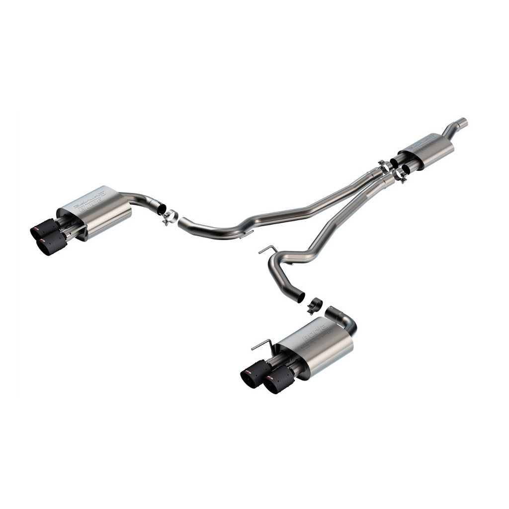 BORLA 140981CFBA Вихлопна система Cat-Back 2.50" S-Type (наконечники з вуглецевого волокна 4") для FORD Mustang 2.3L EcoBoost 2024 Photo-0 