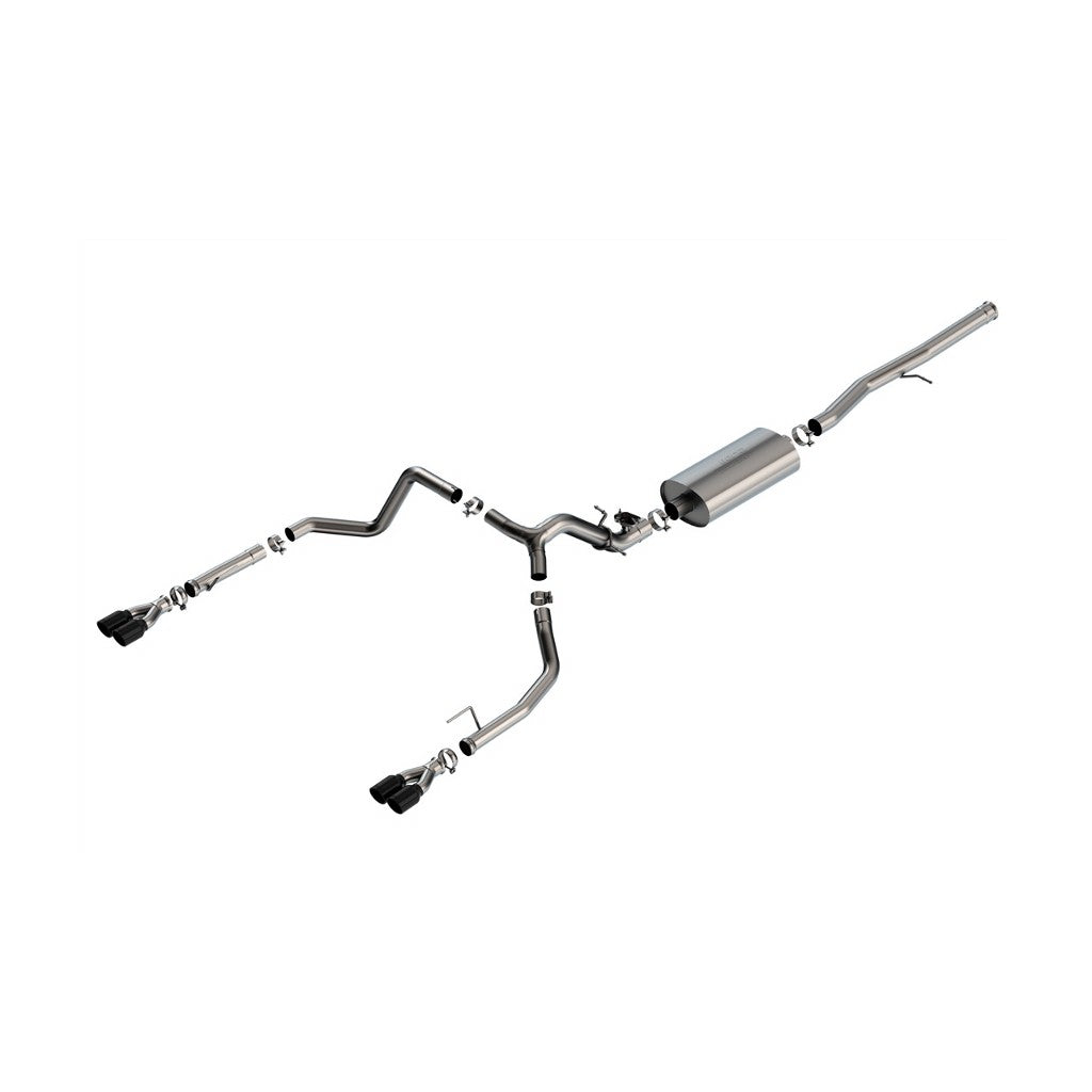 BORLA 140991BC Вихлопна система Cat-Back 2.75" Touring (наконечники з чорного хрому 3.5") для CHEVROLET Silverado 1500 2024 / GMC Sierra 1500 2024 Photo-0 