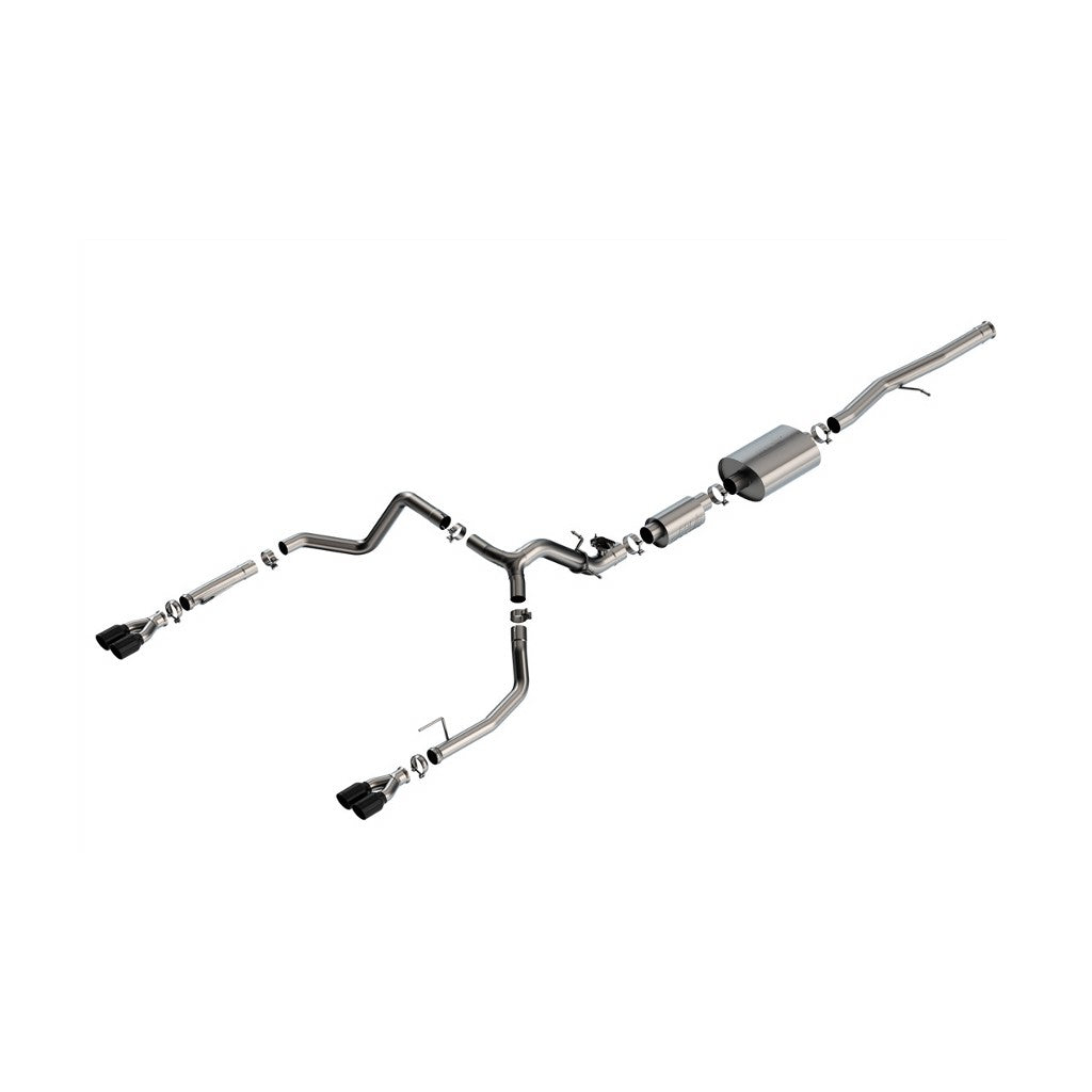BORLA 140994BC Вихлопна система Cat-Back 2.75" S-Type (наконечники з чорного хрому 3.5") для CHEVROLET Silverado 1500 2024 / GMC Sierra 1500 2024 Photo-0 