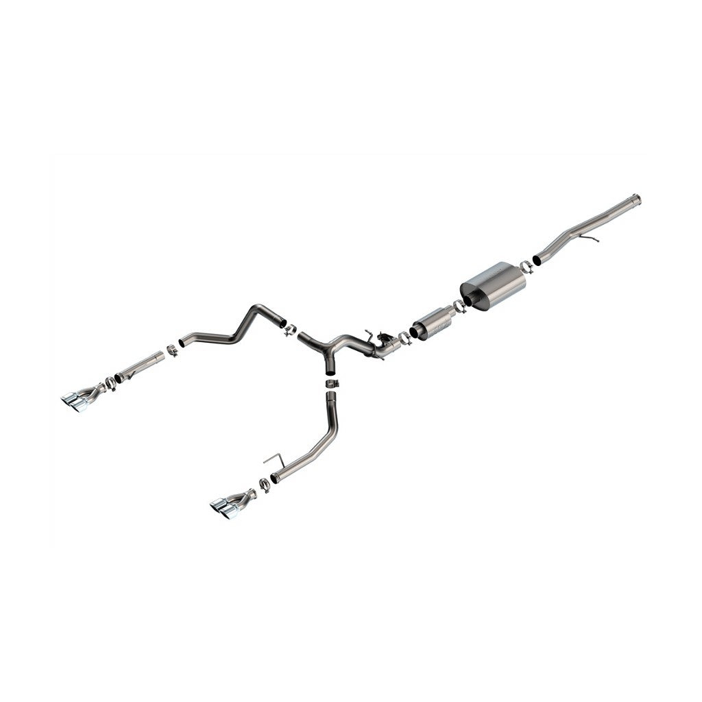 BORLA 140995 Вихлопна система Cat-Back 2.75" S-Type (наконечники з яскравого хрому 3.5" x 3.28") для CHEVROLET Silverado 1500 2024 / GMC Sierra 1500 2024 Photo-0 
