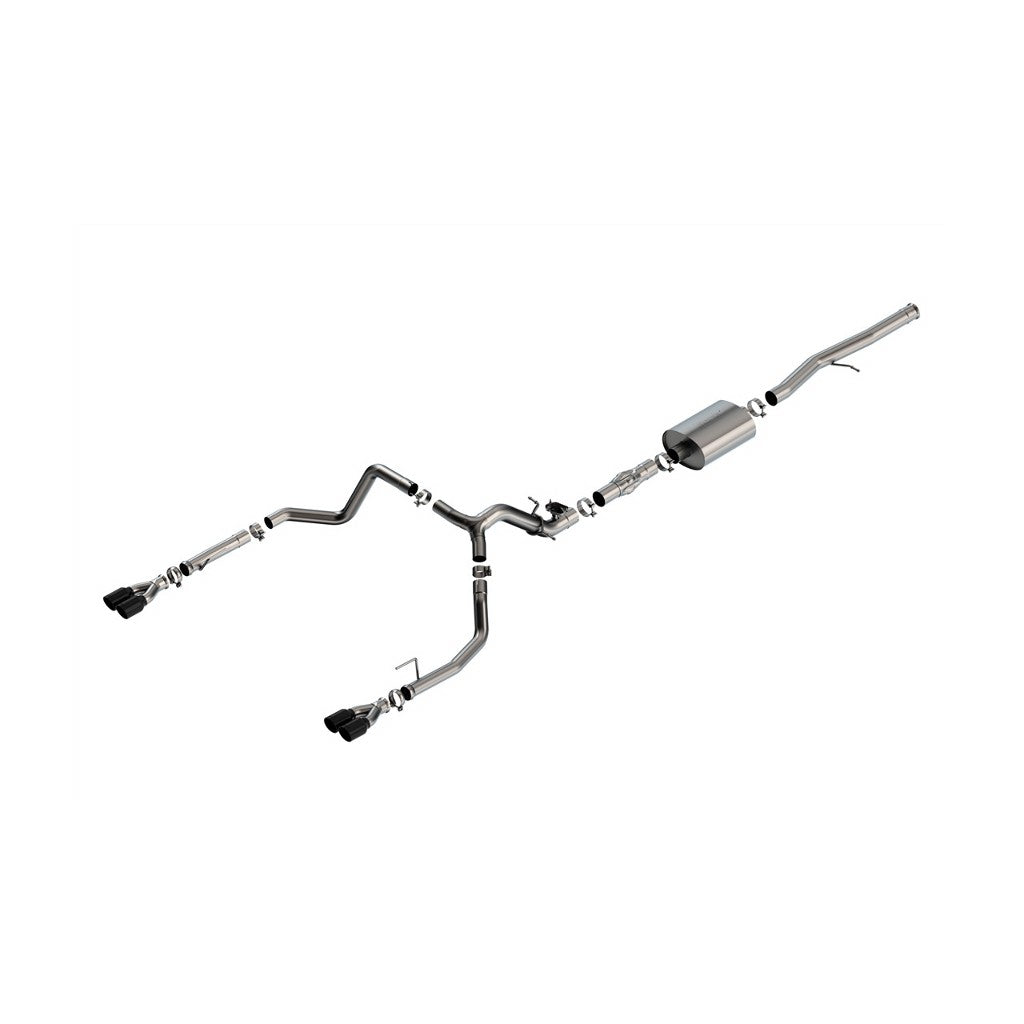 BORLA 140997BC Вихлопна система Cat-Back 2.75" ATAK (наконечники з чорного хрому 3.5") для CHEVROLET Silverado 1500 2024 / GMC Sierra 1500 2024 Photo-0 