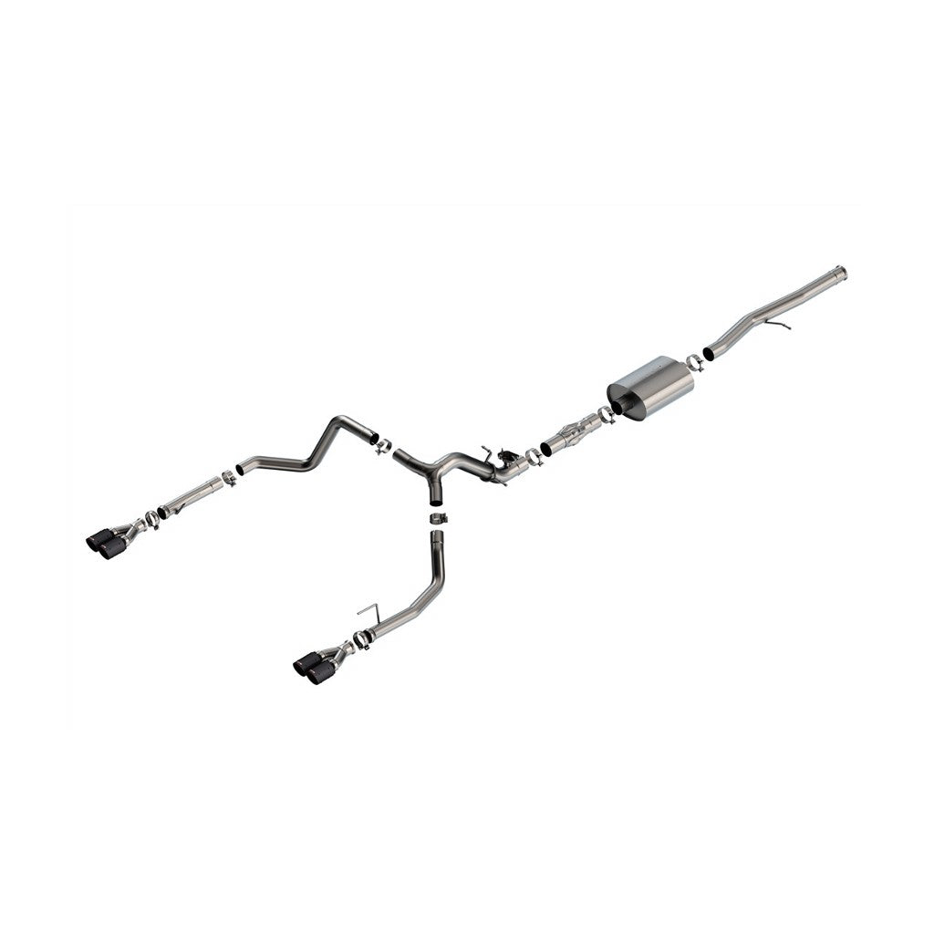 BORLA 140997CFBA Вихлопна система Cat-Back 2.75" ATAK (наконечники з вуглецевого волокна 3.5") для CHEVROLET Silverado 1500 2024 / GMC Sierra 1500 2024 Photo-0 