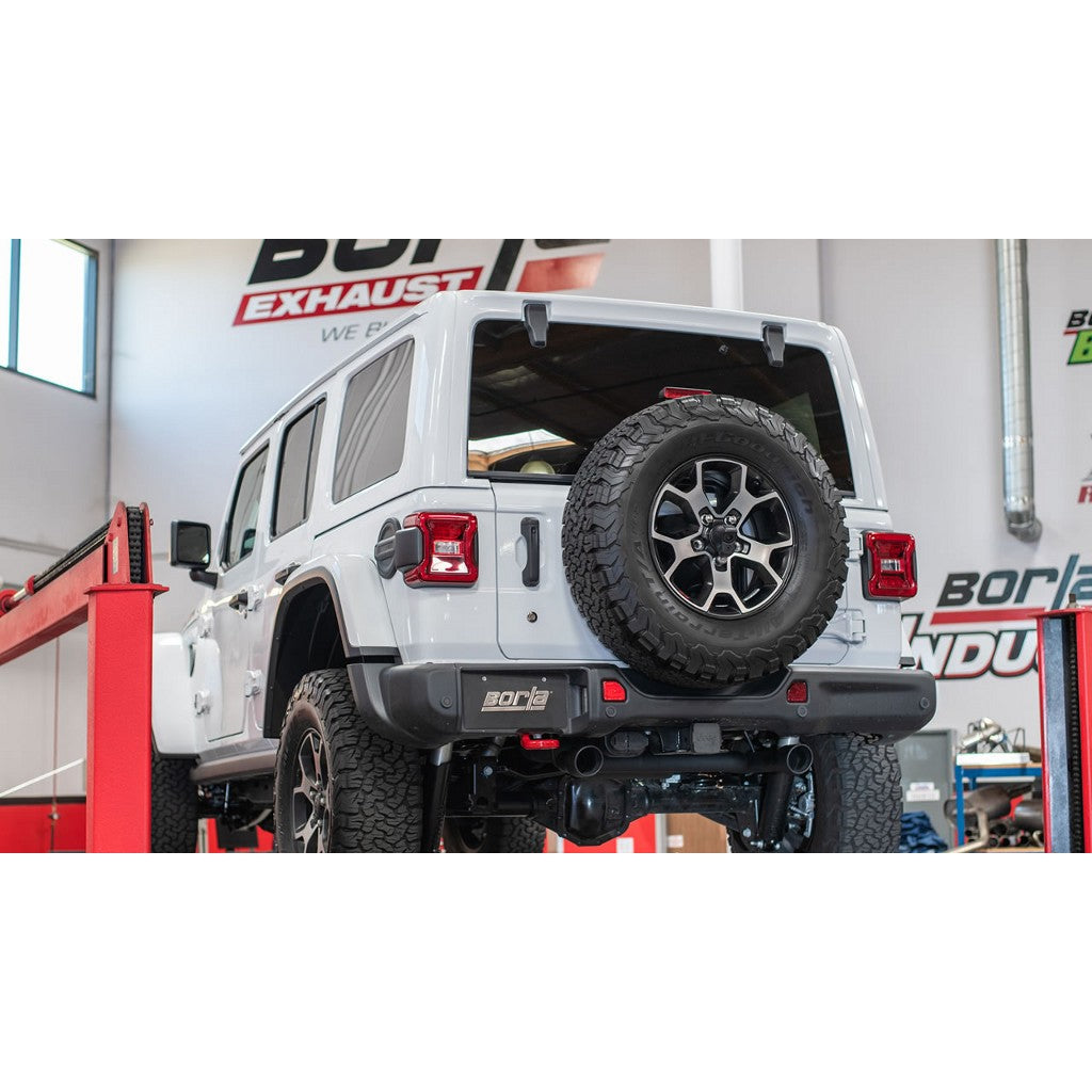 BORLA 11962CB Вихлопна система Axle-Back Touring 2.75", 2.5" (чорні наконечники 3.5") для JEEP Wrangler 2.0L (JL / JLU) 2018- Photo-1 