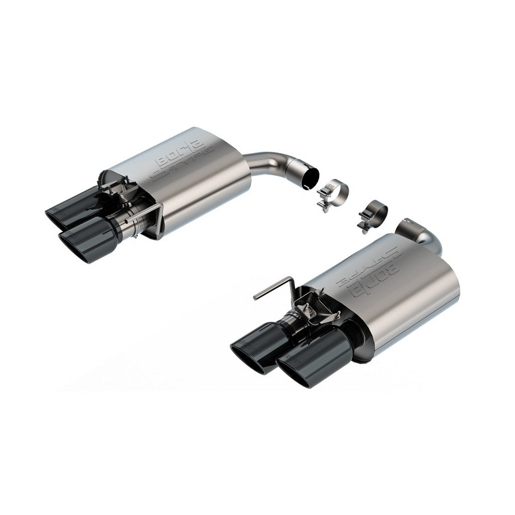 BORLA 11985BC Вихлопна система Axle-Back 2.5", S-Type (4" RD X 9.50" / 4" RD X 9.00" наконечники з чорного хрому), активна для FORD Mustang GT 5.0L V8 2024 Photo-0 