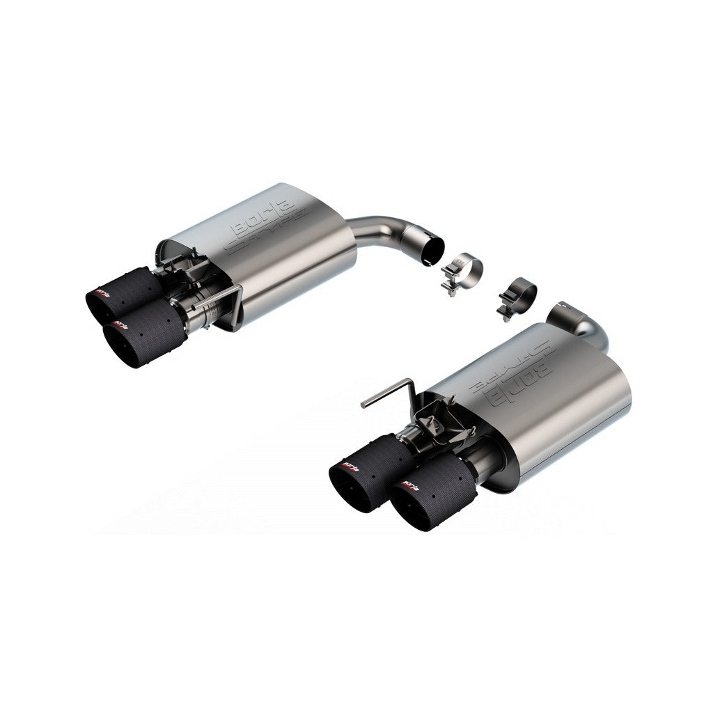 BORLA 11985CFBA Вихлопна система Axle-Back 2.5" S-Type Sport (4" RD X 6.62" наконечники з карбону з чорним анодуванням), активна для FORD Mustang GT 5.0L V8 2024 Photo-0 