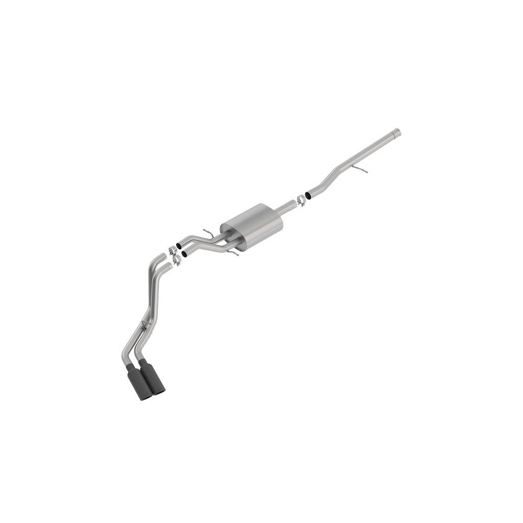 BORLA 140797BC Вихлопна система Cat-Back 2.75", 2.25", ATAK (4" RD X 14" наконечники з чорного хрому) для CHEVROLET Silverado 1500 2014-2019 / GMC Sierra 1500 5.3L V8 2014-2019 Photo-0 