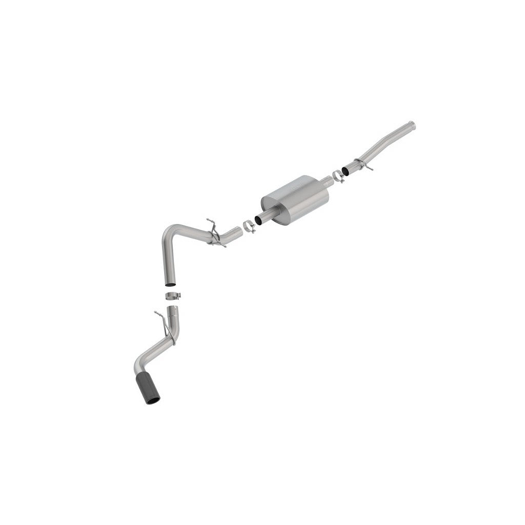 BORLA 140805BC Вихлопна система Cat-Back 3", S-Type (4.0" RD X 11.50" наконечники з чорного хрому) для CHEVROLET Silverado 1500 2019-2025 / GMC Sierra 1500 5.3L V8 2019-2024 Photo-0 