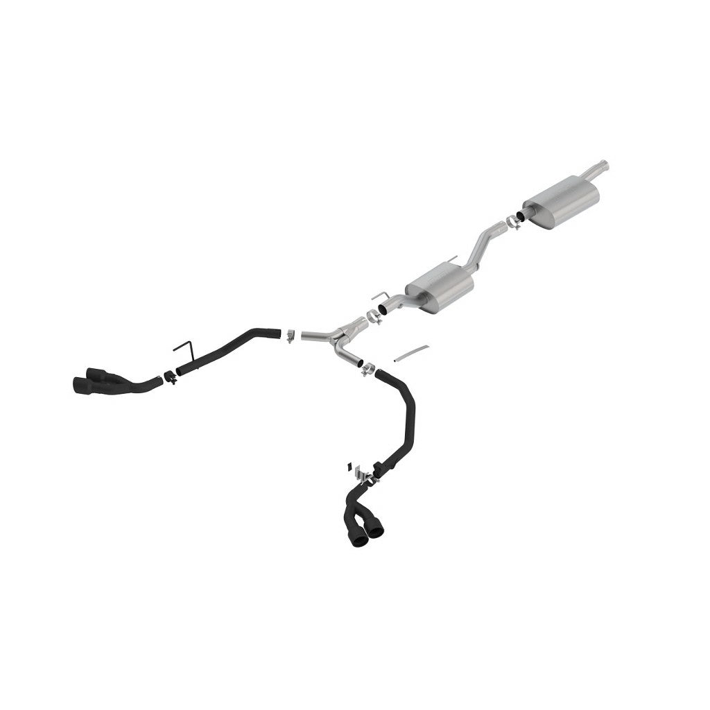 BORLA 140814CB Вихлопна система Cat-Back 2.75", 2", Touring (3.5" RD X 6.0" керамічні чорні наконечники) для JEEP Gladiator (JT) 3.6L V6 2020-2023 Photo-0 