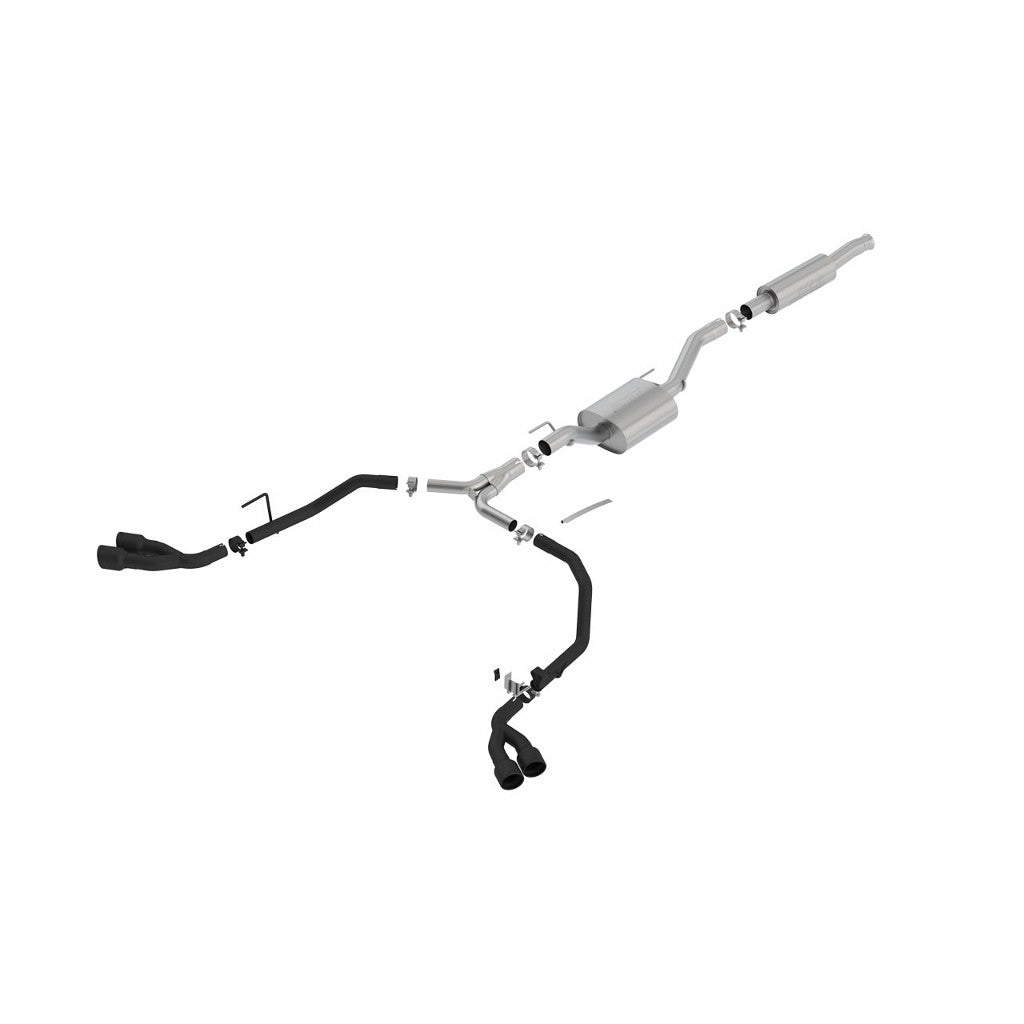 BORLA 140815CB Вихлопна система Cat-Back 2.75", 2", S-Type (3.5" RD X 6.0" керамічні чорні наконечники) для JEEP Gladiator (JT) 3.6L V6 2020-2023 Photo-0 