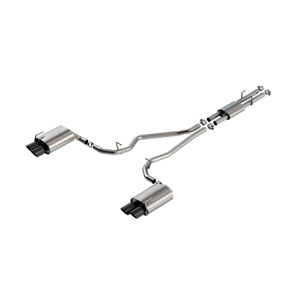 BORLA 140821BC Вихлопна система Cat-Back 2.25", ATAK (4" RD X 8.0" / 4" RD X 7.25" наконечники з чорного хрому) для FORD Explorer ST / Explorer Platinum 3.0L V6 2020-2023 Photo-0 