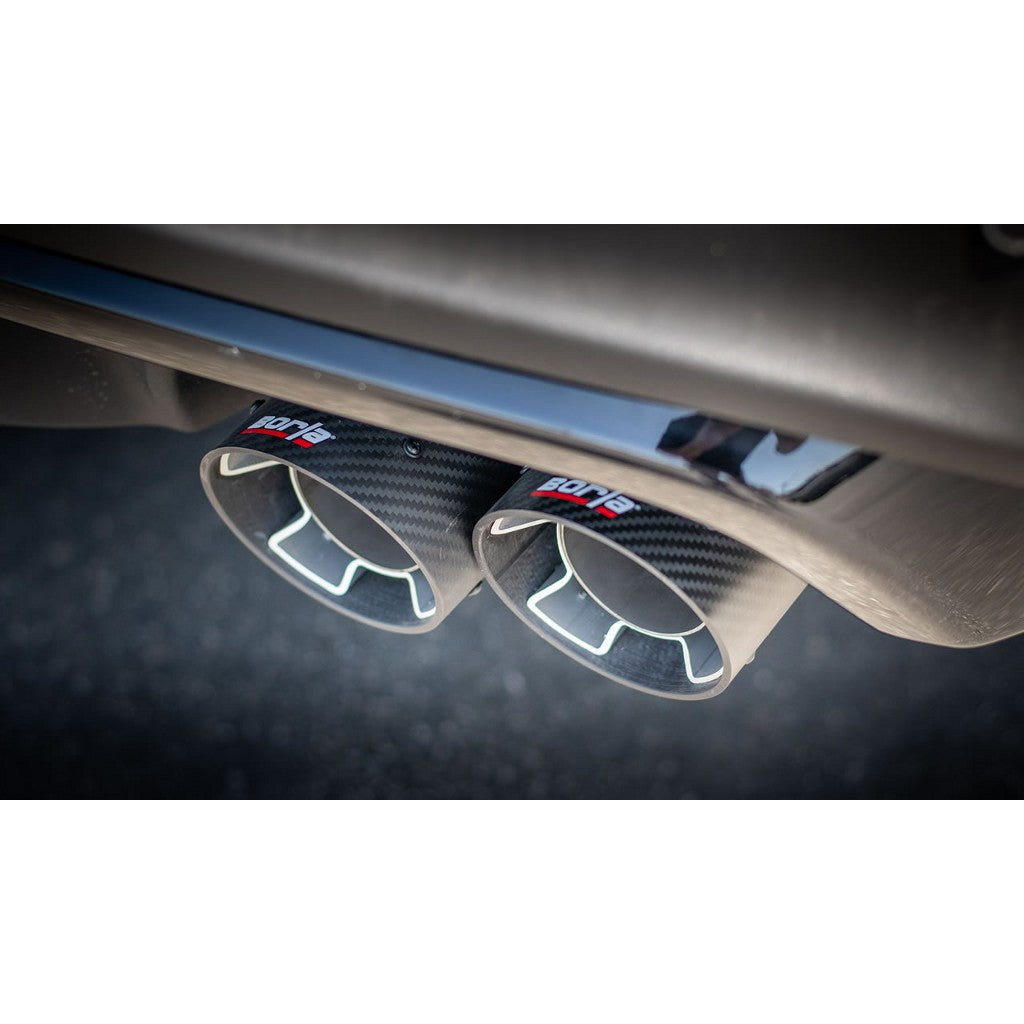 BORLA 140821CF Вихлопна система Cat-Back 2.25", ATAK (4" RD X 5.62" наконечники з карбону) для FORD Explorer ST / Explorer Platinum 3.0L V6 2020-2023 Photo-4 