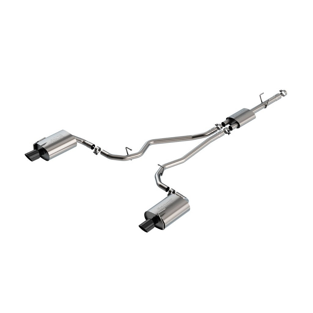 BORLA 140825BC Вихлопна система Cat-Back 2.25", S-Type (4" RD X 8.0" наконечники з чорного хрому) для FORD Explorer Limited 2.3L i4 2020-2023 Photo-0 