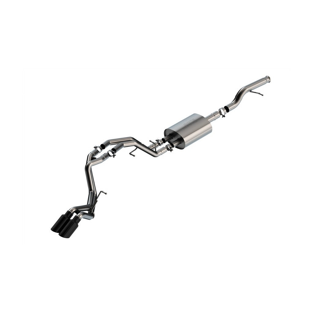 BORLA 140855BC Вихлопна система Cat-Back 3", 2.25", S-Type (4" RD X 9.5" наконечники з чорного хрому) для CHEVROLET Tahoe / Yukon 5.3L V8 2021-2023 Photo-0 