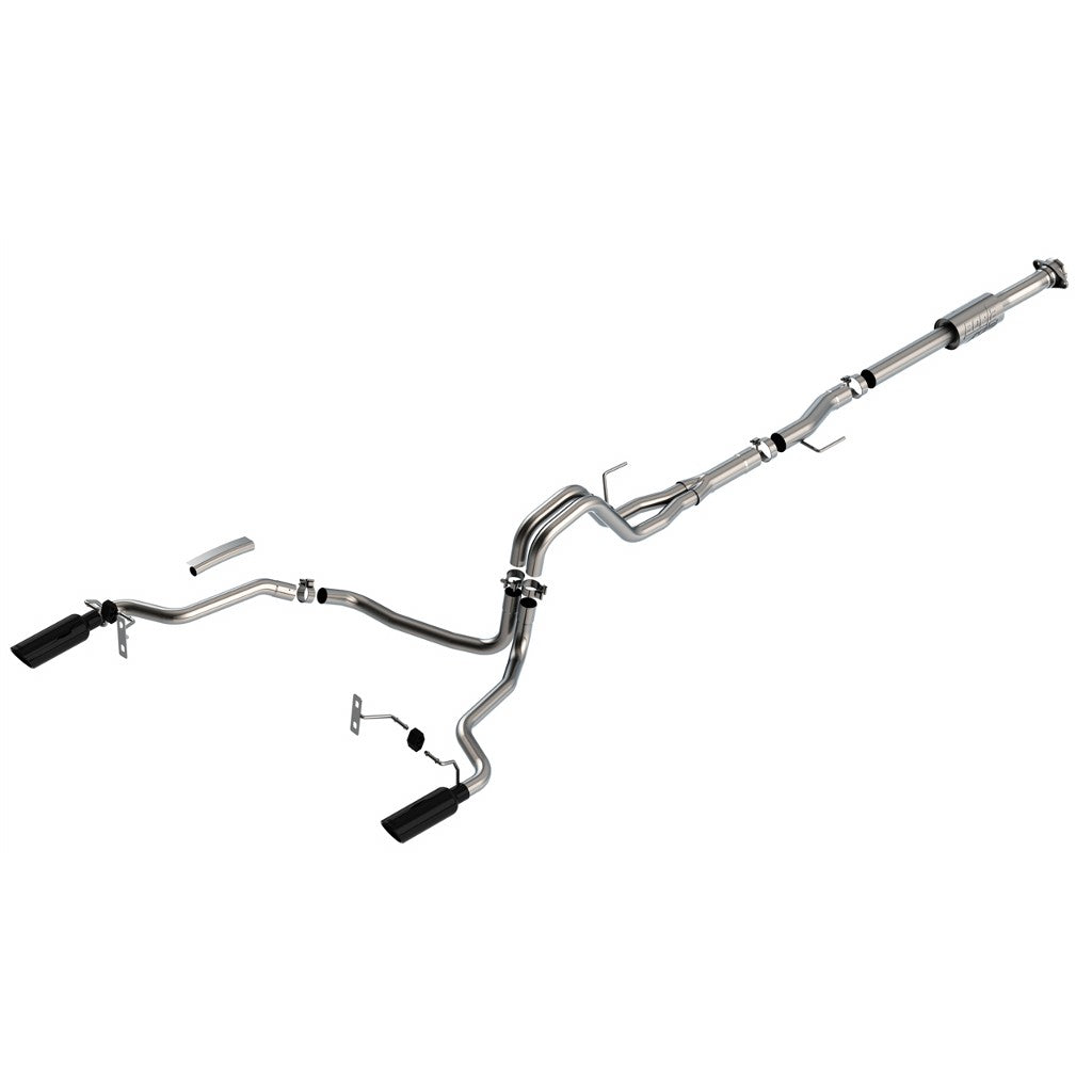 BORLA 140864BC Вихлопна система Cat-Back 3", 2.25", ATAK (4" RD X 14" наконечники з чорного хрому) для FORD F-150 2.7 L / 3.5 L V6 2021-2023 Photo-0 