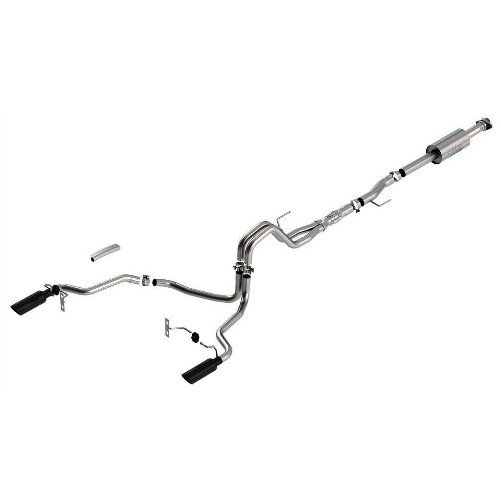 BORLA 140867BC Вихлопна система Cat-Back 3", 2.25", ATAK (4" RD X 14" наконечники з чорного хрому) для FORD F-150 5.0L V8 2023 Photo-0 