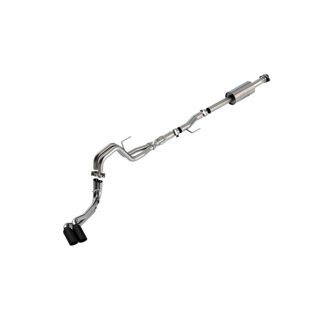 BORLA 140875BC Вихлопна система Cat-Back 3", 2.25", ATAK (4" RD X 11" наконечники з чорного хрому) для FORD F-150 5.0L V8 2021-2023 Photo-0 