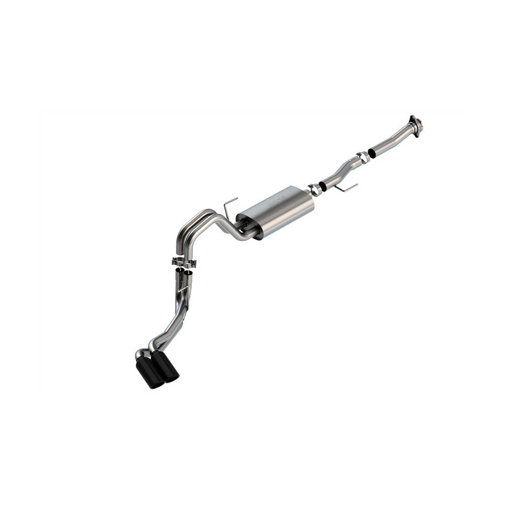 BORLA 140876BC Вихлопна система Cat-Back 3", 2.25", S-Type (4" RD X 14" наконечники з чорного хрому) для FORD F-150 5.0L V8 2021-2023 Photo-0 