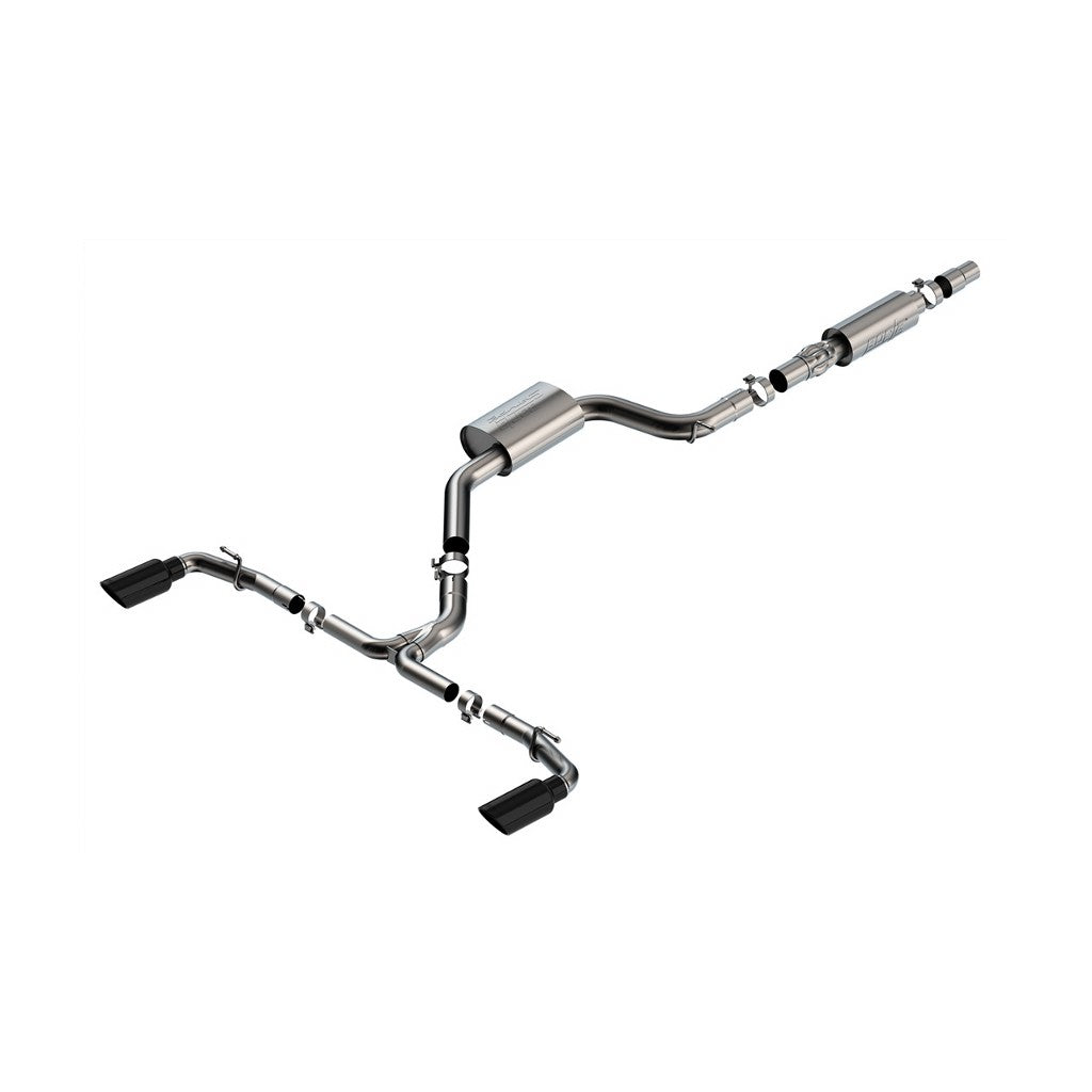 BORLA 140883BC Вихлопна система Cat-Back 3", 2.25", S-Type (4" RD X 9.50" наконечники з чорного хрому) для VW GTI 2.0L i4 2022-2023 Photo-0 
