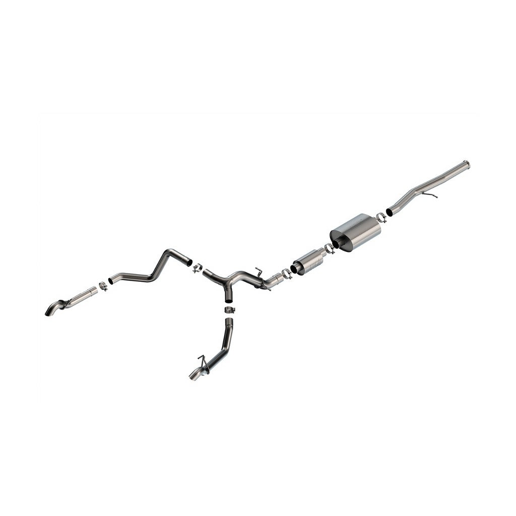 BORLA 140914 Вихлопна система Cat-Back 3.50", 2.75", S-Type (наконечники із загином вниз) для CHEVROLET Silverado 1500 ZR2 2022-2023 / GMC Sierra 1500 AT4X 6.2L V8 2022-2023 Photo-0 