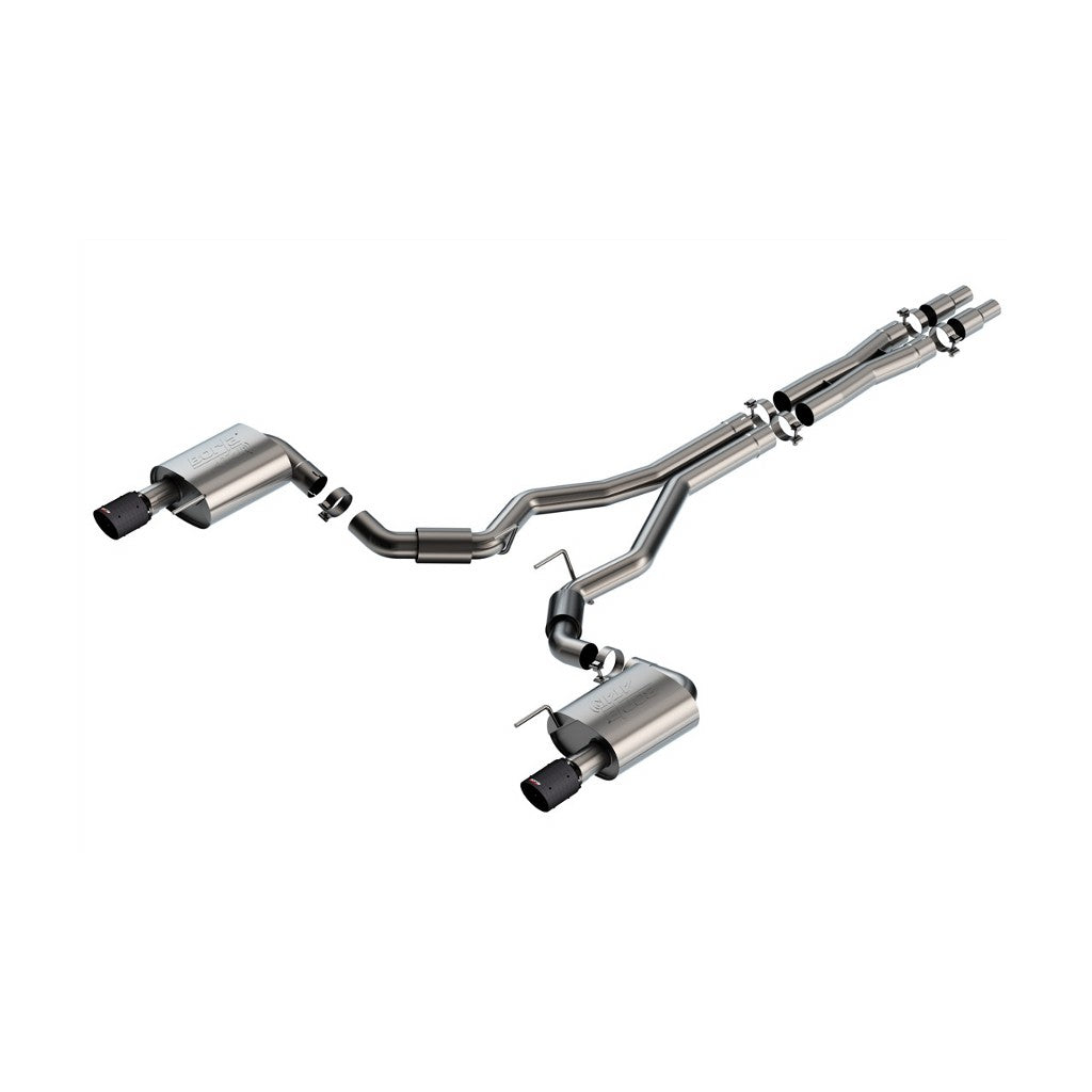BORLA 140961CFBA Вихлопна система Cat-Back 3", ATAK (4" RD X 6.95" наконечники з карбону з чорним анодуванням), неактивна для FORD Mustang GT 5.0L V8 2024 Photo-0 