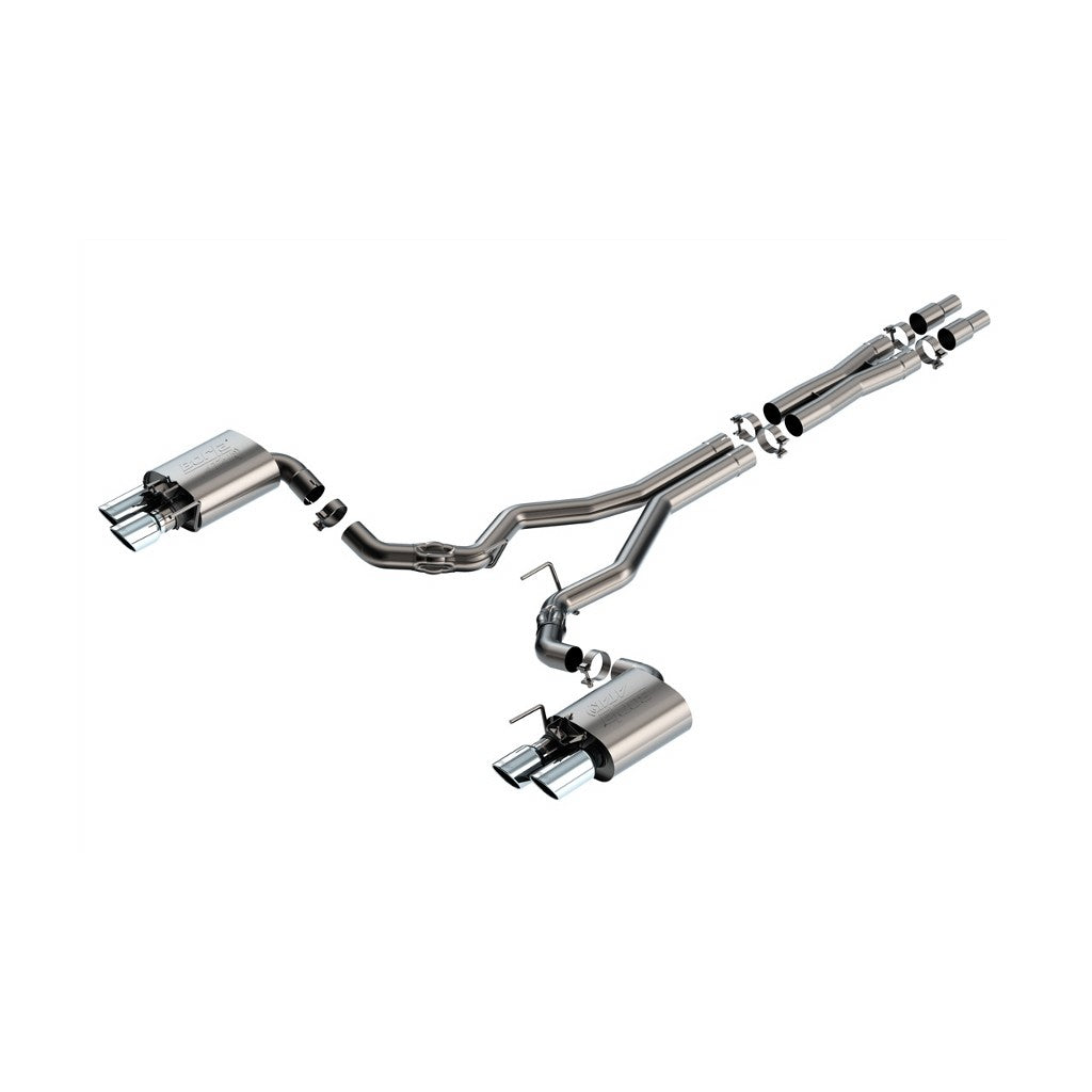 BORLA 140963 Вихлопна система Cat-Back 3", ATAK (4" RD X 9.50" / 4" RD X 6.14" наконечники), активна для FORD Mustang GT 5.0L V8 2024 Photo-0 