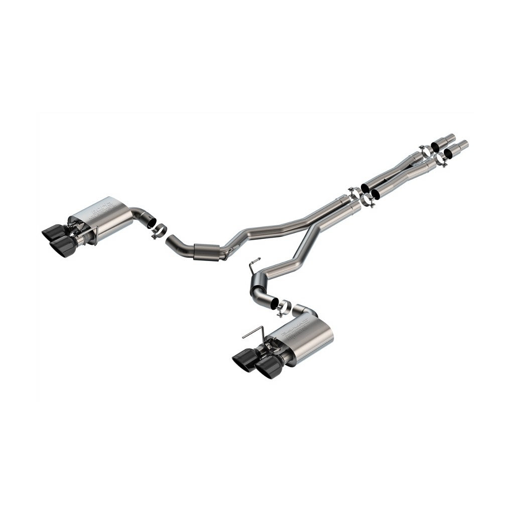 BORLA 140964BC Вихлопна система Cat-Back 3", S-Type (5" RD X 6.50" наконечники з чорного хрому), активна для FORD Mustang Dark Horse 5.0L V8 2024 Photo-0 