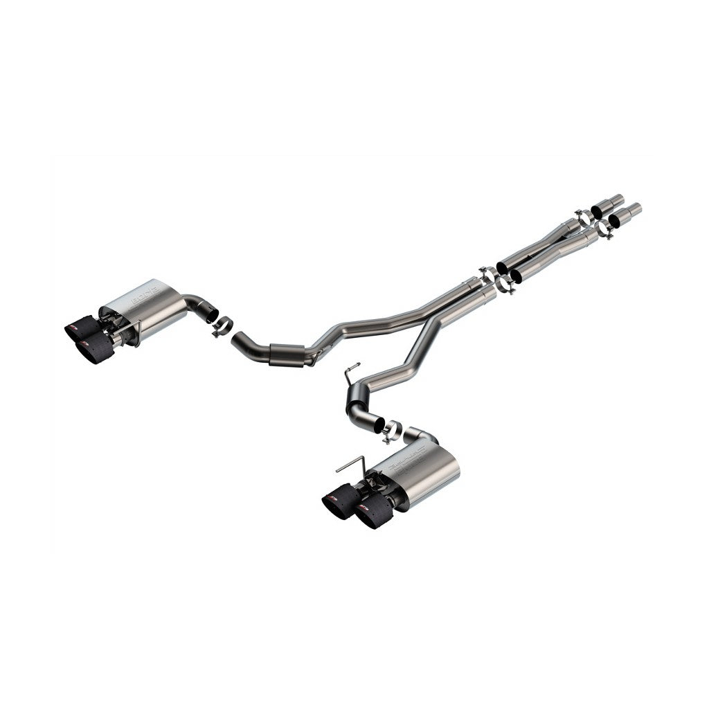 BORLA 140964CFBA Вихлопна система Cat-Back 3" S-Type Sport (5" RD X 6.64" наконечники з карбону з чорним анодуванням), активна для FORD Mustang Dark Horse 5.0L V8 2024 Photo-0 