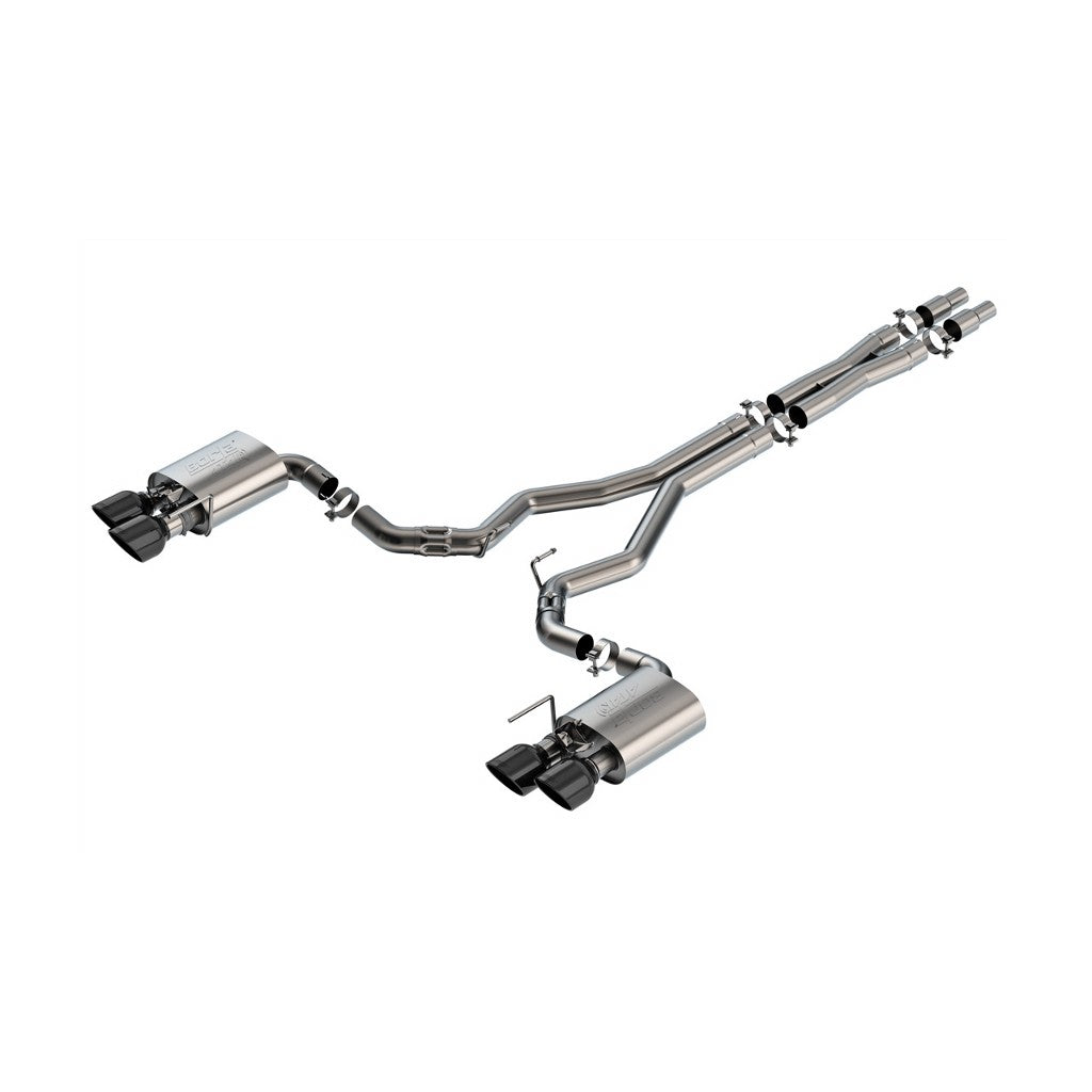 BORLA 140965BC Вихлопна система Cat-Back 3", ATAK (5" RD X 6.50" наконечники з чорного хрому), активна для FORD Mustang Dark Horse 5.0L V8 2024 Photo-0 