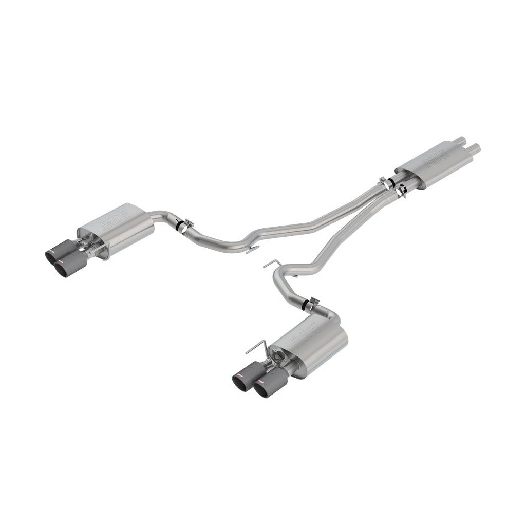 BORLA 1014045CF Вихлопна система Cat-Back 2.5", Touring (4" RD X 9.5" / 4" RD X 6.2" наконечники з карбону), з клапанами для FORD Mustang GT 5.0L 2018-2023 Photo-0 