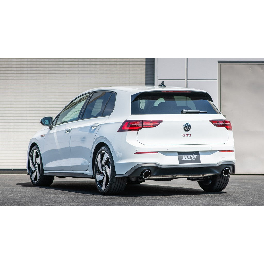 BORLA 1014052 Вихлопна система Cat-Back 3", 2.25", Touring (4" наконечники з яскравого хрому) для VW GOLF 8 GTI GPF DSG MT 2.0L 2020-2023 Photo-1 