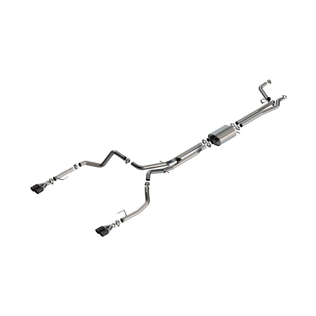BORLA 141000CFBA Вихлопна система Cat-Back 2.75", S-Type (наконечники 3.5" RD x 5.62", чорний карбон) для CHEVROLET Silverado 1500 / GMC Sierra 1500 6.2L V8 2024 Photo-0 