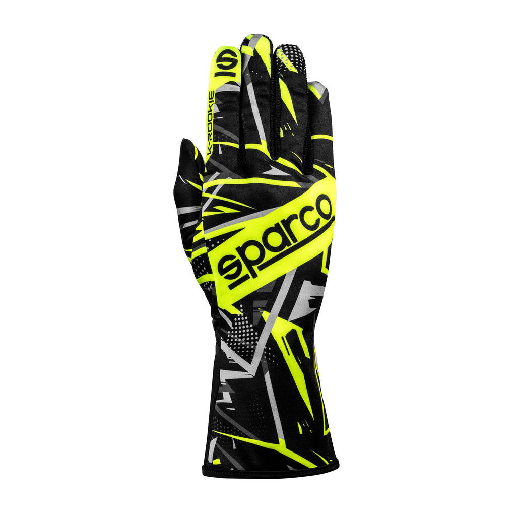 SPARCO BKG0001B0K08013 Рукавички для картингу K-Rookie, Чорний / Флуо Жовтий, Розмір 13 Photo-0 