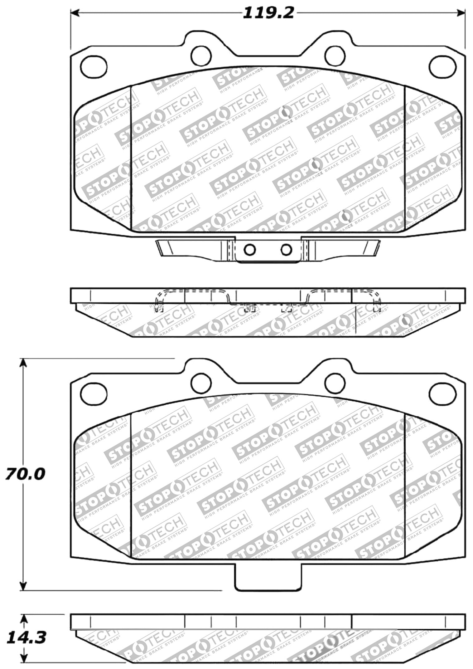 STOPTECH 309.11820 Гальмівні колодки передні Sport з пластинами і кріпленням для SUBARU Impreza 2006-2007 Photo-1 