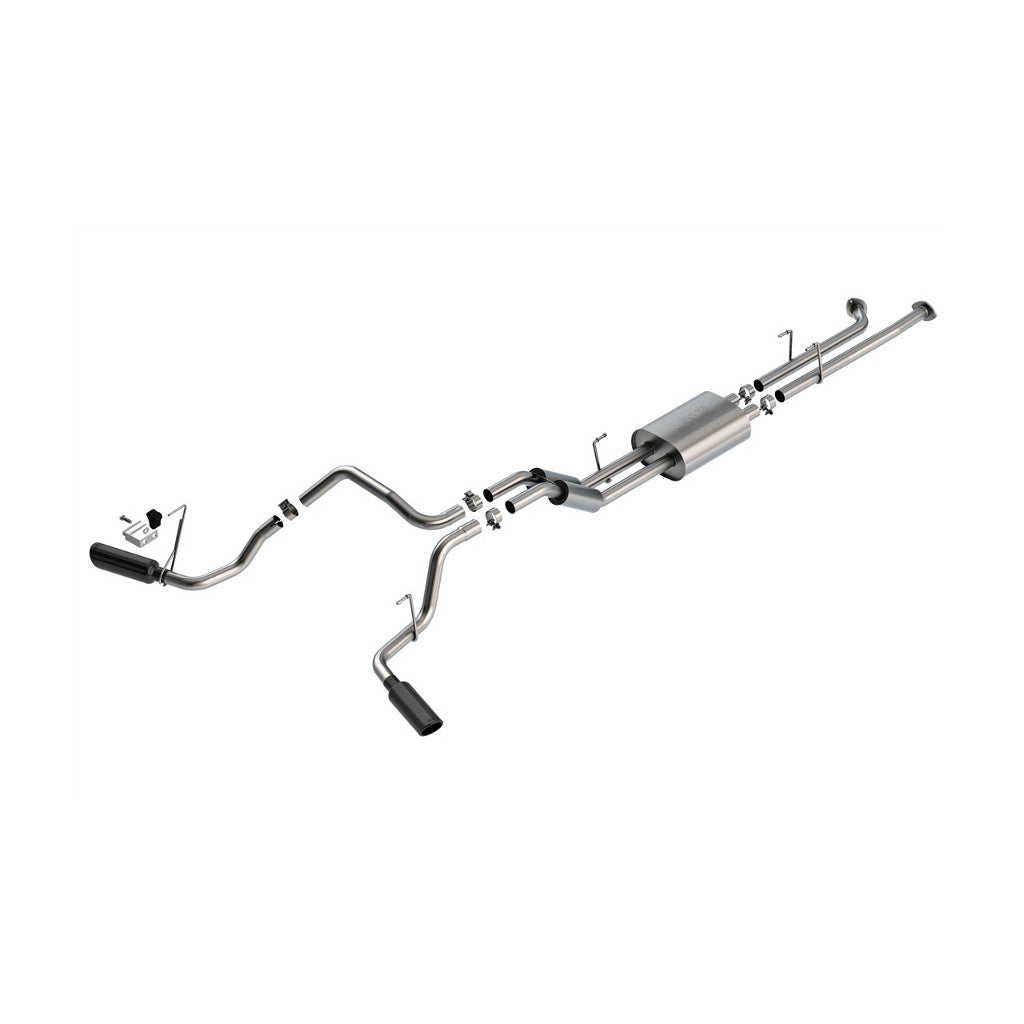 BORLA 141021BC Вихлопна система Cat-Back 2.25", S-Type (насадки 4", чорний хром) для TOYOTA Tundra 5.7L V8 2007-2008 Photo-0 