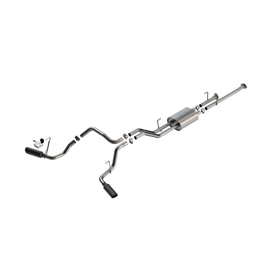 BORLA 141024BC Вихлопна система Cat-Back 2.25", ATAK (насадки 4", чорний хром) для TOYOTA Tundra 4.6L / 5.7L V8 2009-2021 Photo-0 
