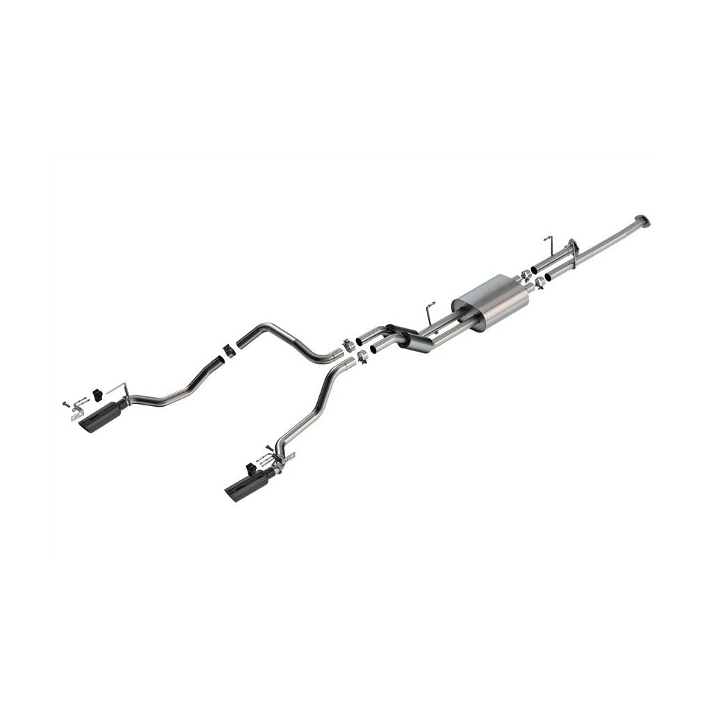 BORLA 141025BC Вихлопна система Cat-Back 2.25", S-Type (насадки 4", чорний хром) для TOYOTA Tundra 4.6L / 5.7L V8 2009-2013 Photo-0 