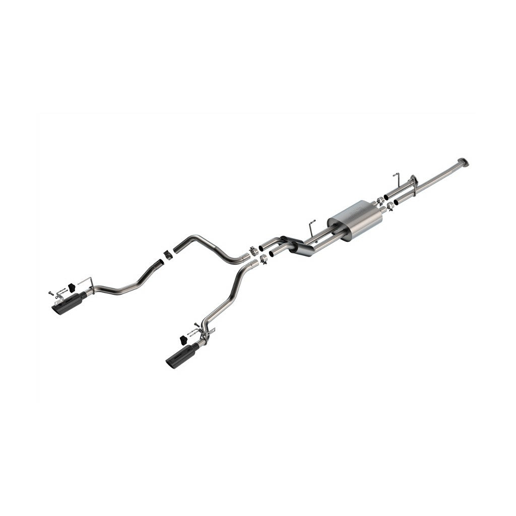 BORLA 141027BC Вихлопна система Cat-Back 2.25", S-Type (насадки 4", чорний хром) для TOYOTA Tundra 4.6L / 5.7L V8 2014-2021 Photo-0 