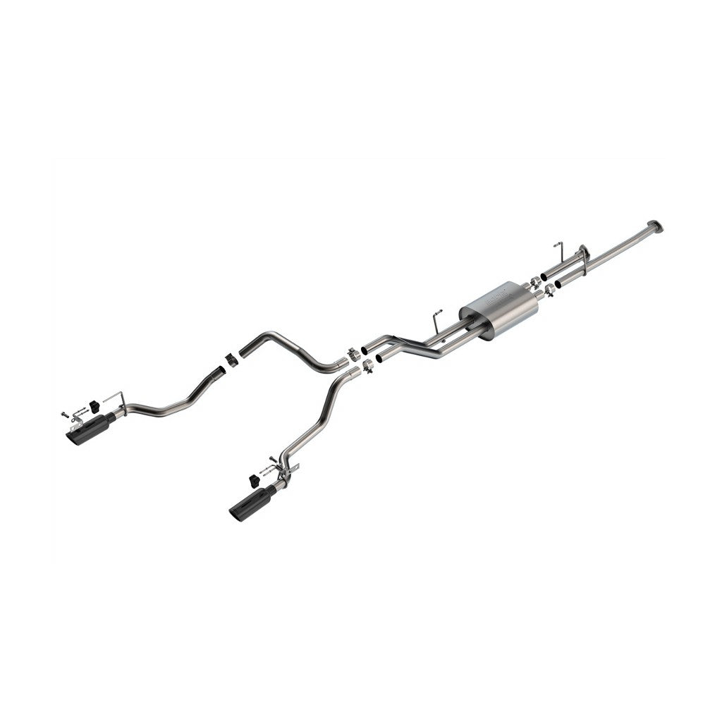 BORLA 141028BC Вихлопна система Cat-Back 2.25", ATAK (насадки 4", чорний хром) для TOYOTA Tundra 4.6L / 5.7L V8 2014-2021 Photo-0 