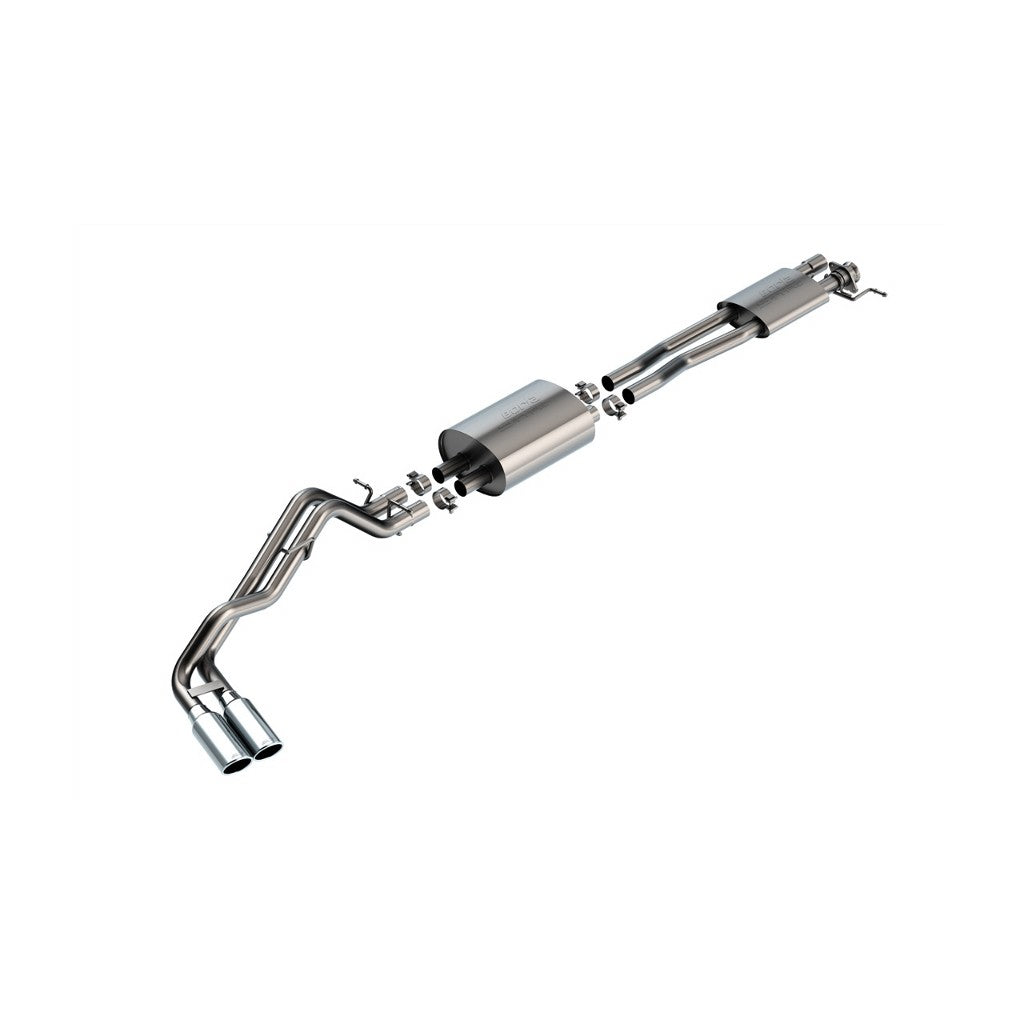 BORLA 140971 Вихлопна система Cat-Back 2.25", S-Type (насадки 4" світлий хром) для FORD Ranger 2.7L 4WD 2024- Photo-0 