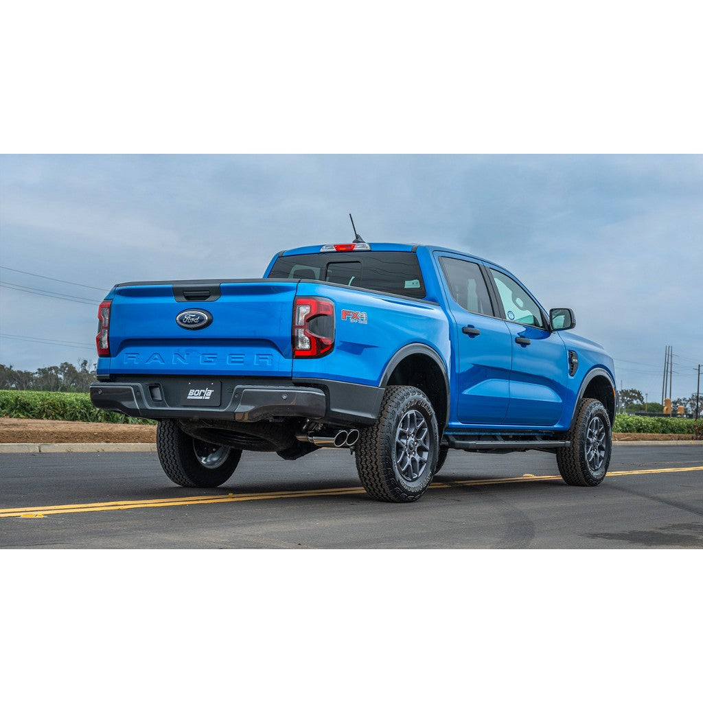 BORLA 140971 Вихлопна система Cat-Back 2.25", S-Type (насадки 4" світлий хром) для FORD Ranger 2.7L 4WD 2024- Photo-1 